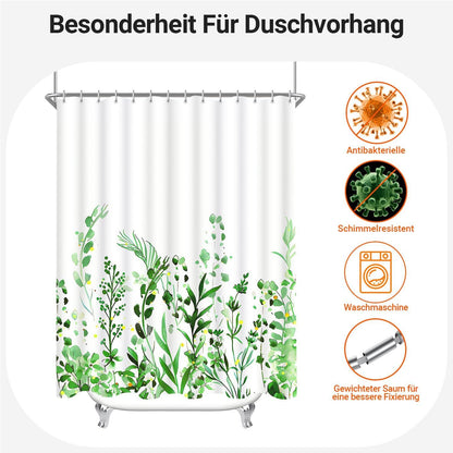 Duschvorhang Blumen Blätter 240x200cm Saum Antischimmel Wasserdicht Badezimmer