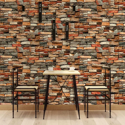 JOLIHOME Selbstklebende Ziegelstein Tapete 44.5x500cm, Schiefer Felsen Effekt Vinyl-Folie