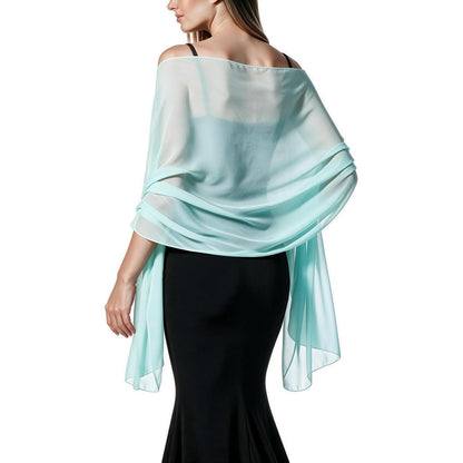 Chiffon Schal Damen leicht weich für Abendkleider Hochzeit Braut Light Blue