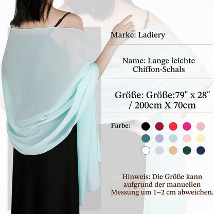 Chiffon Schal Damen leicht weich für Abendkleider Hochzeit Braut Light Blue