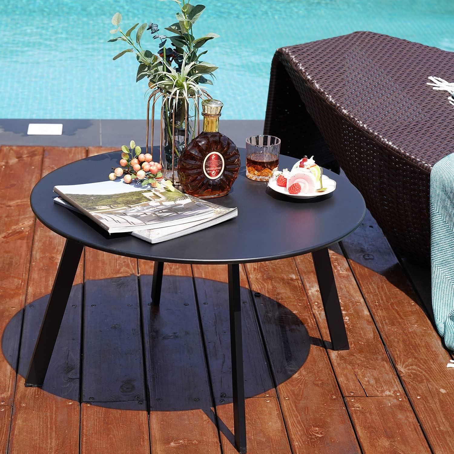 Runder Kaffeetisch Metall Outdoor Balkontisch, Einfache
