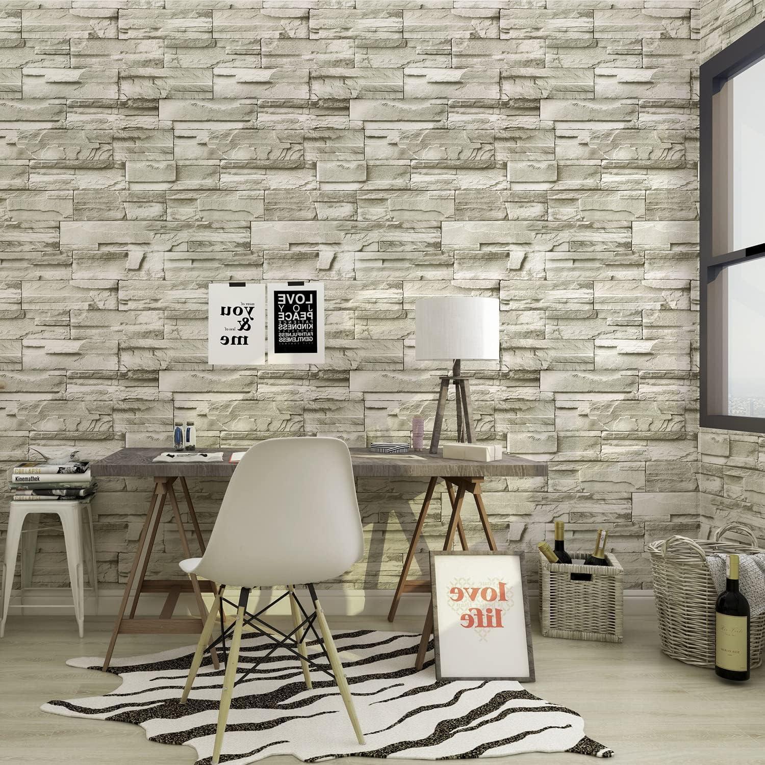Selbstklebende Steinoptik Tapete Gelb-braune Blöcke 44.5x500cm