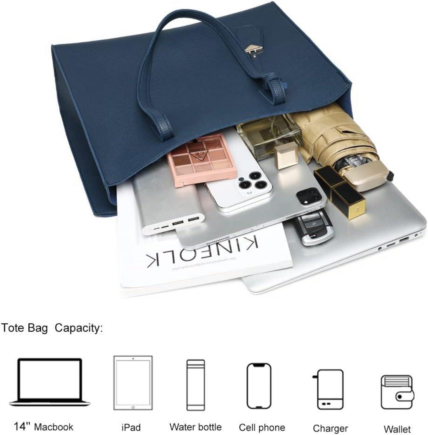 Große Damen Handtasche Schultertasche Kunstleder Blau