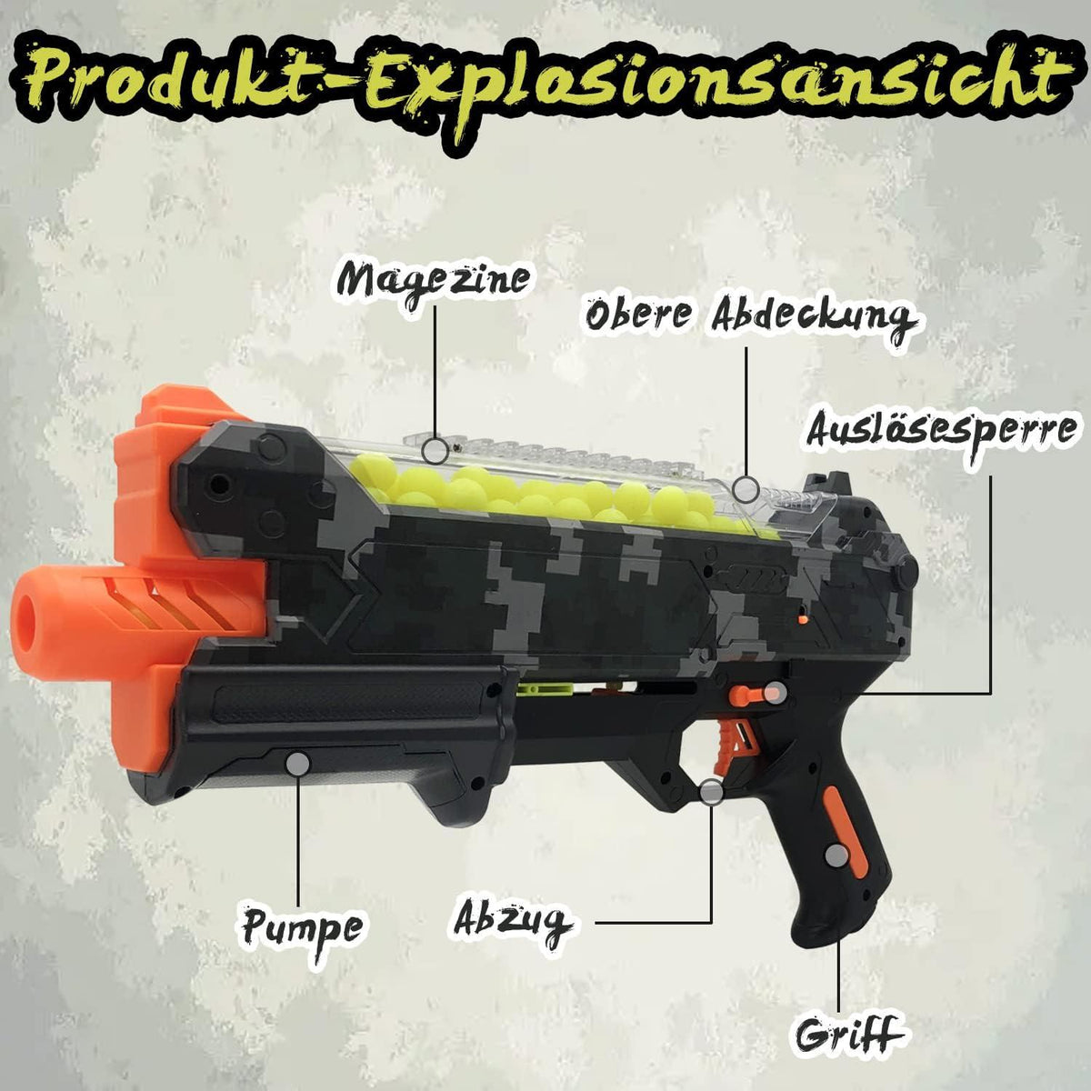 100 Schuss Blasterpistole mit Schutzbrille für Jungen und