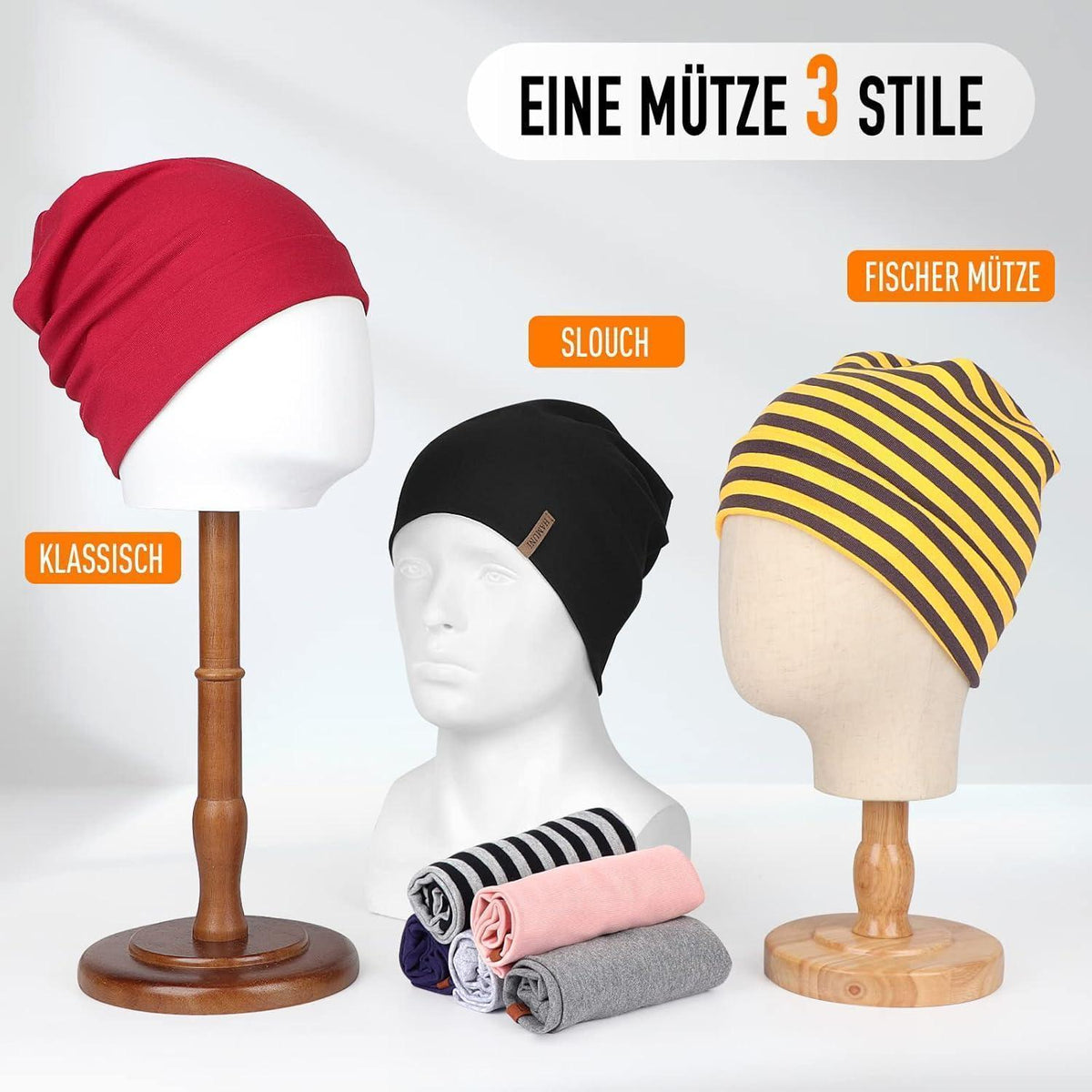 Baumwoll Beanie Mütze Damen Herren – Weiche Slouch Beanie