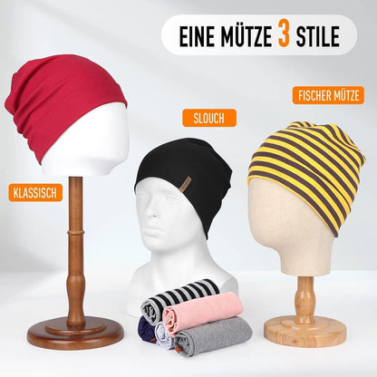 Baumwoll Beanie Mütze Damen Herren – Weiche Slouch Beanie
