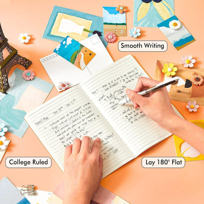A5 Linierte Notizbücher Set – 8 Orange | Reisetagebuch & Schulbedarf
