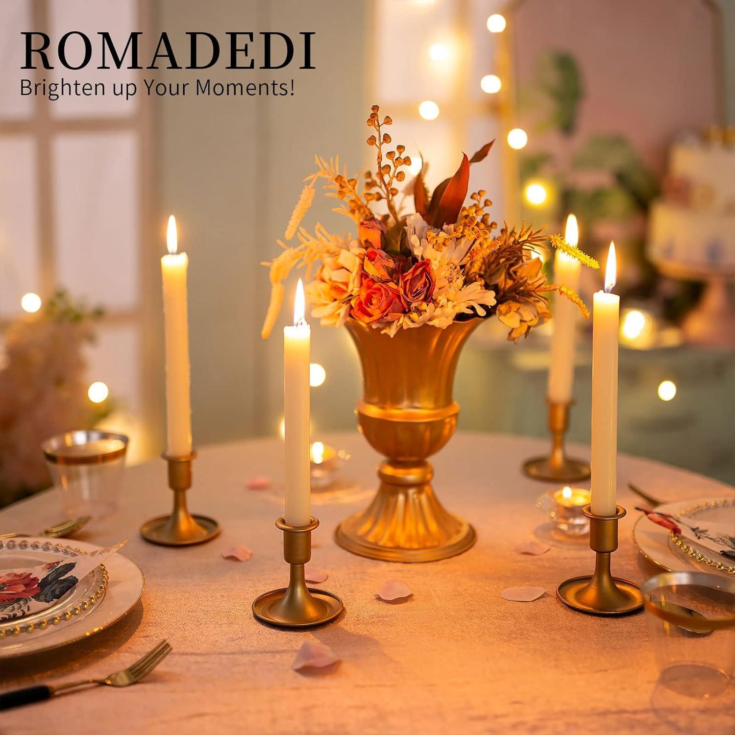 Goldener Kerzenständer für Stabkerzen - 12er Set, festliche Tischdeko & Wohnzimmer-Deko