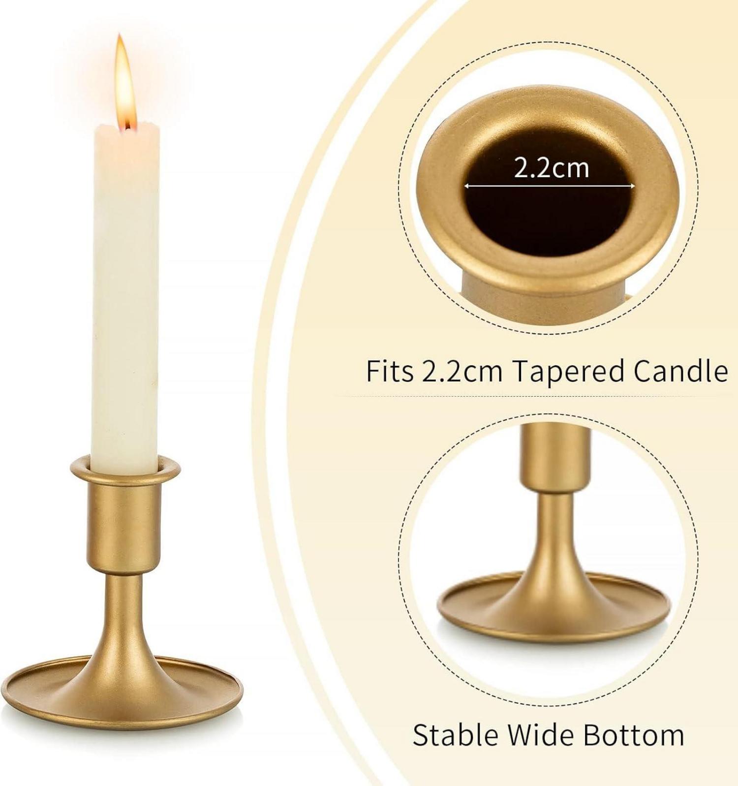 Goldener Kerzenhalter Stabkerzen Metall 12er Set Festlich Modern