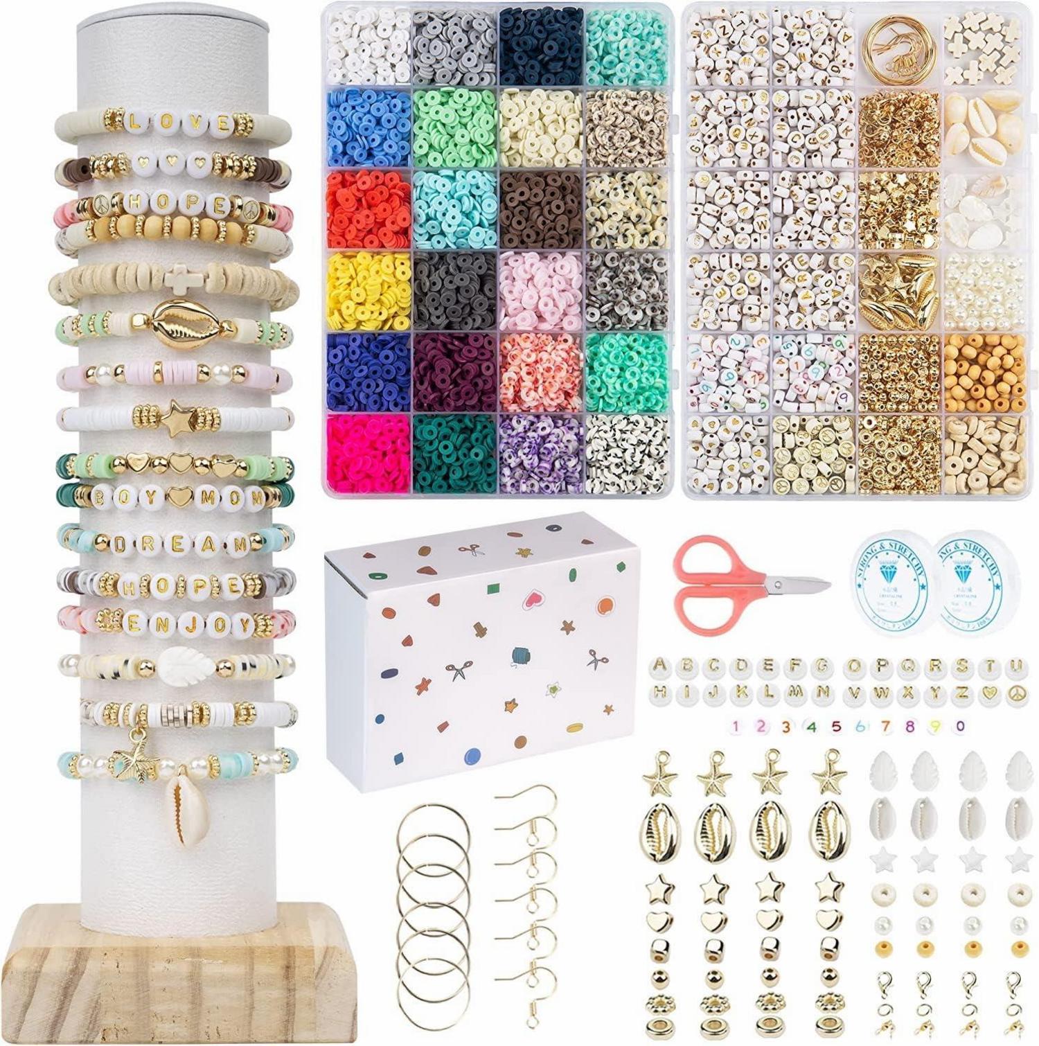 Perlen Auffädeln 8400+ Stück Set Clay Armbänder Halsketten
