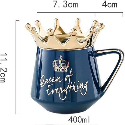 Rosa Queen of Everything Tasse mit Deckel und Krone 350ml