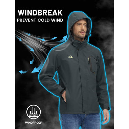 Herren Outdoorjacke leicht wasserabweisend mit Kapuze Kohlengrau