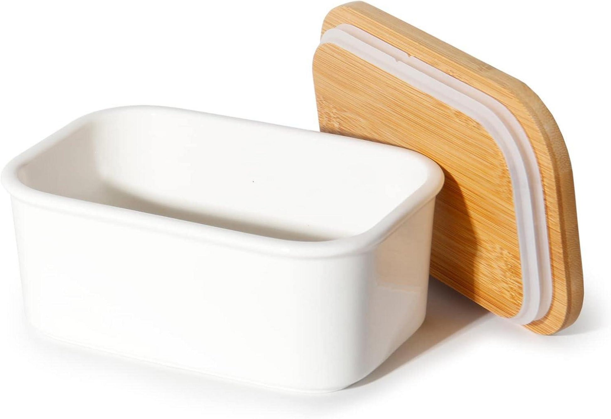 Keramik Butterdose mit Holzdeckel 250g Aufbewahrung vintage