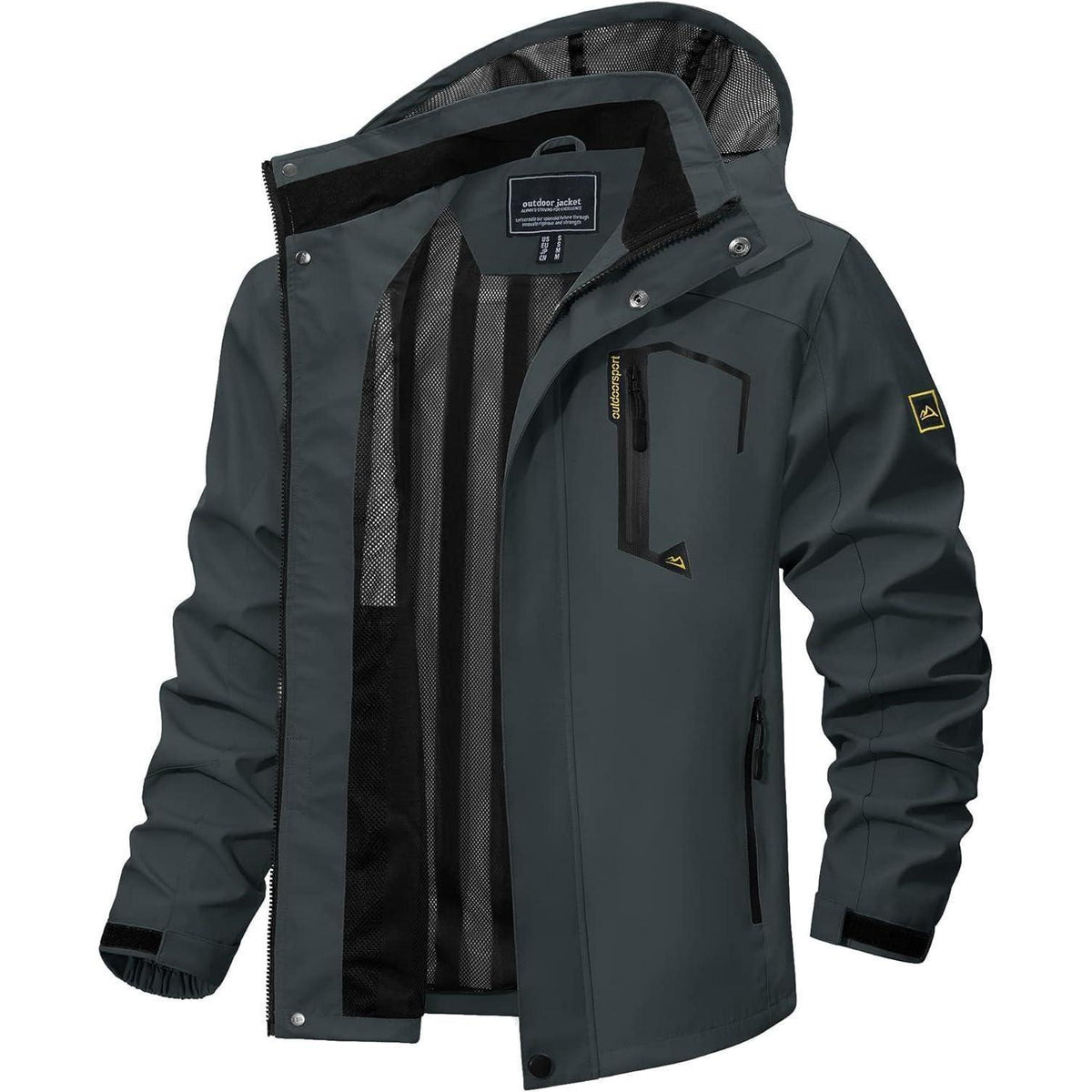 Herren Outdoorjacke Wasserabweisend mit Kapuze – Kohlengrau