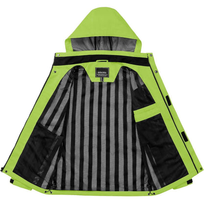 Herren Outdoorjacke Wasserabweisend Neongrün mit Kapuze