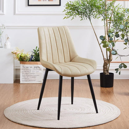 Esszimmerstühle 2er Set, Beige – Komfort & Modernes Design in Lederoptik