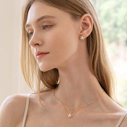 CDE Ohrringe Damen 925 Sterling Silber Herz Geburtsstein Ohrstecker Rosegold Valentinstag Muttertag Geschenk