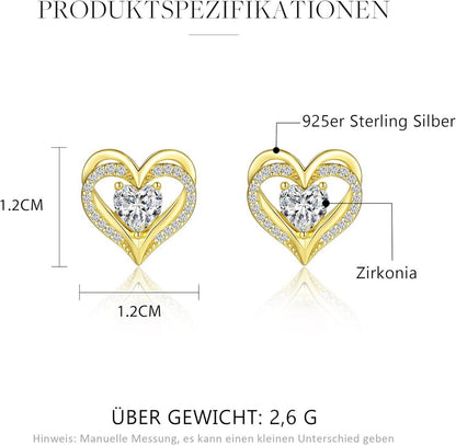 CDE Damen Ohrringe 925 Silber Rosegold Herz Geburtsstein Ohrstecker Valentinstag