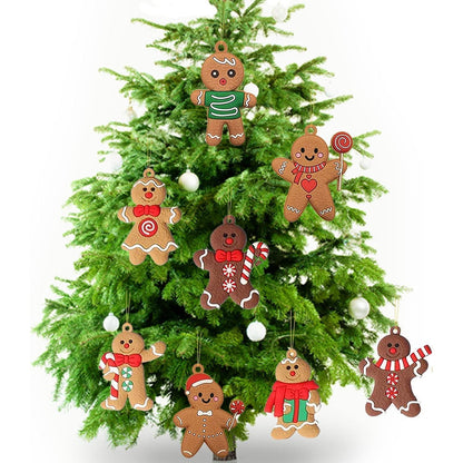 Lebkuchenmann Anhänger 12er Set – Weihnachtsbaumschmuck Ingwer-Mann