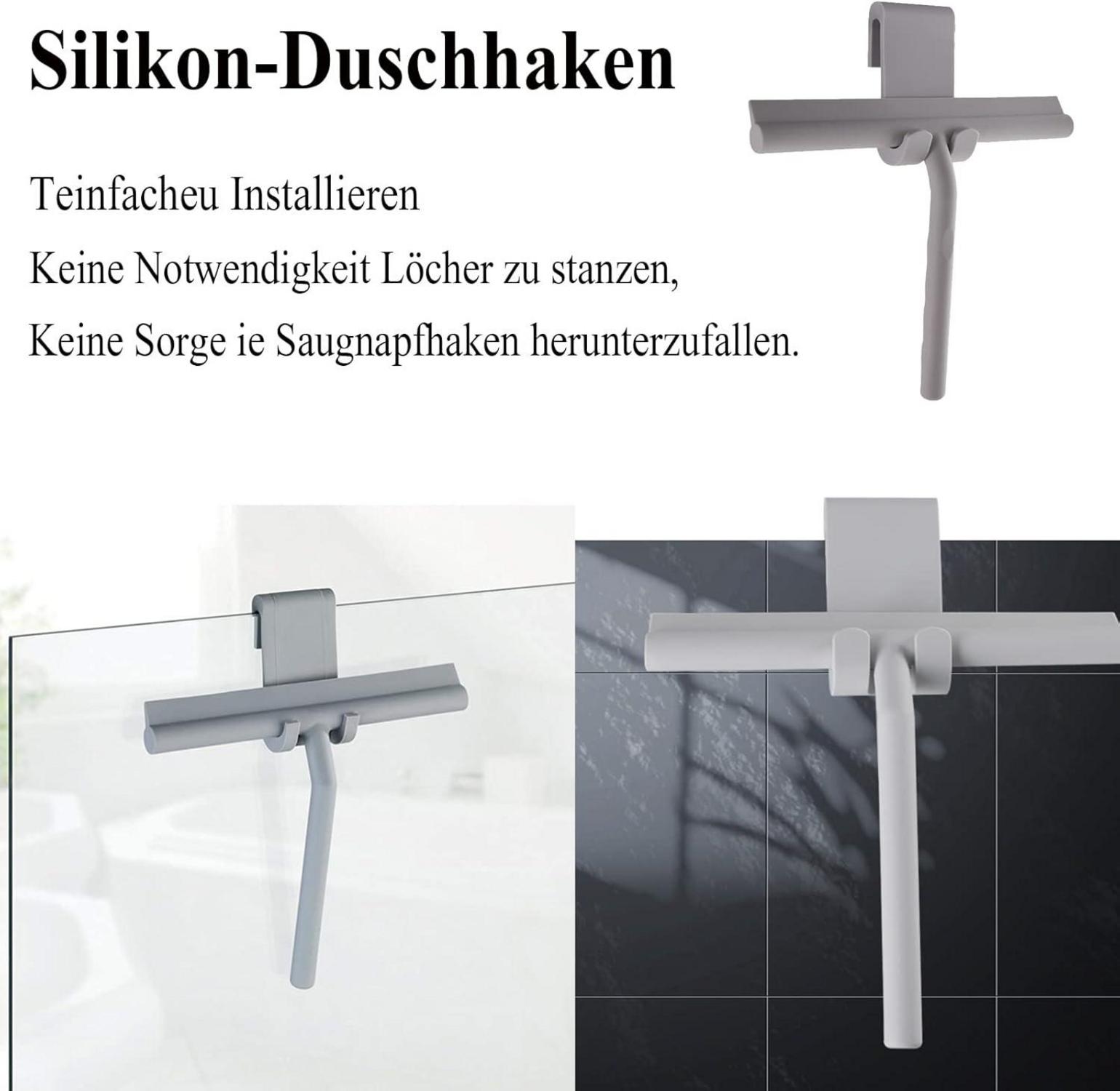 Duschabzieher Silikon mit Halterung 21 cm breit Grau