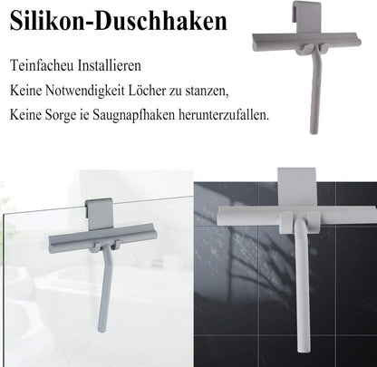Duschabzieher Silikon mit Halterung 21 cm breit Grau