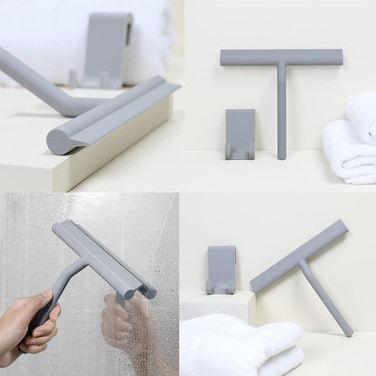 Duschabzieher Silikon mit Halterung 21 cm breit Grau