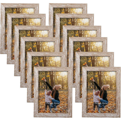 12er Set Bilderrahmen 13x18 cm Beige Holzoptik Plexiglas