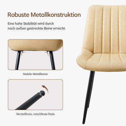 Esszimmerstühle Set 4er – Beige Kunstleder, Modern & Komfortabel