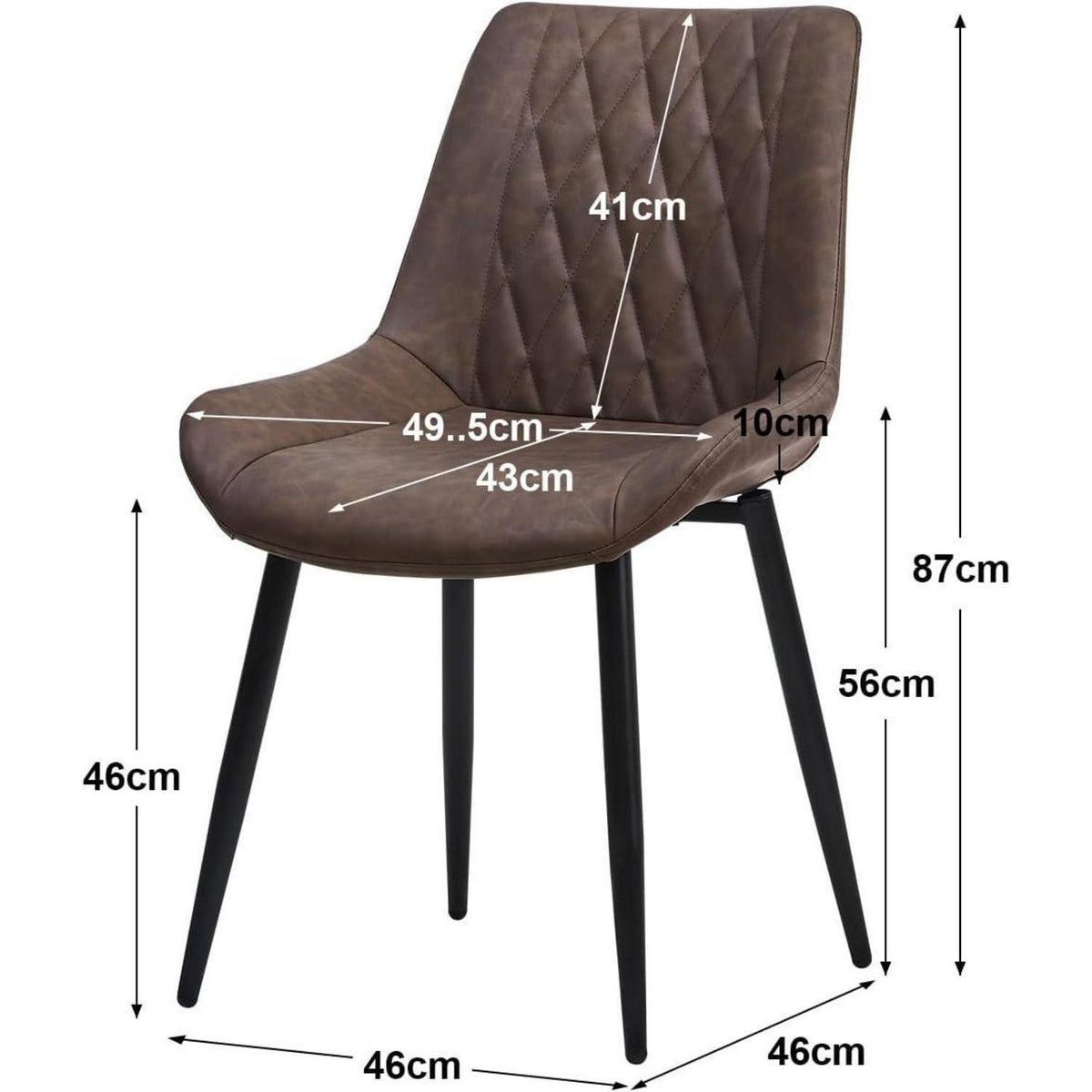 Esszimmerstühle Set 4er – Dunkelbraun, Metall in Lederoptik