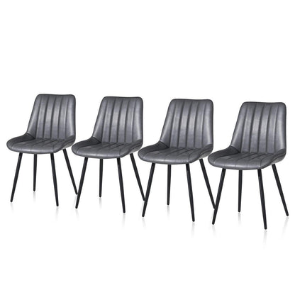 Esszimmerstühle Set 4er Grau | Ergonomisch & Robust in Lederoptik