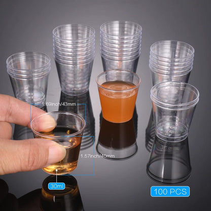 100x Premium PS Plastik Schnapsgläser 3cl Shotgläser