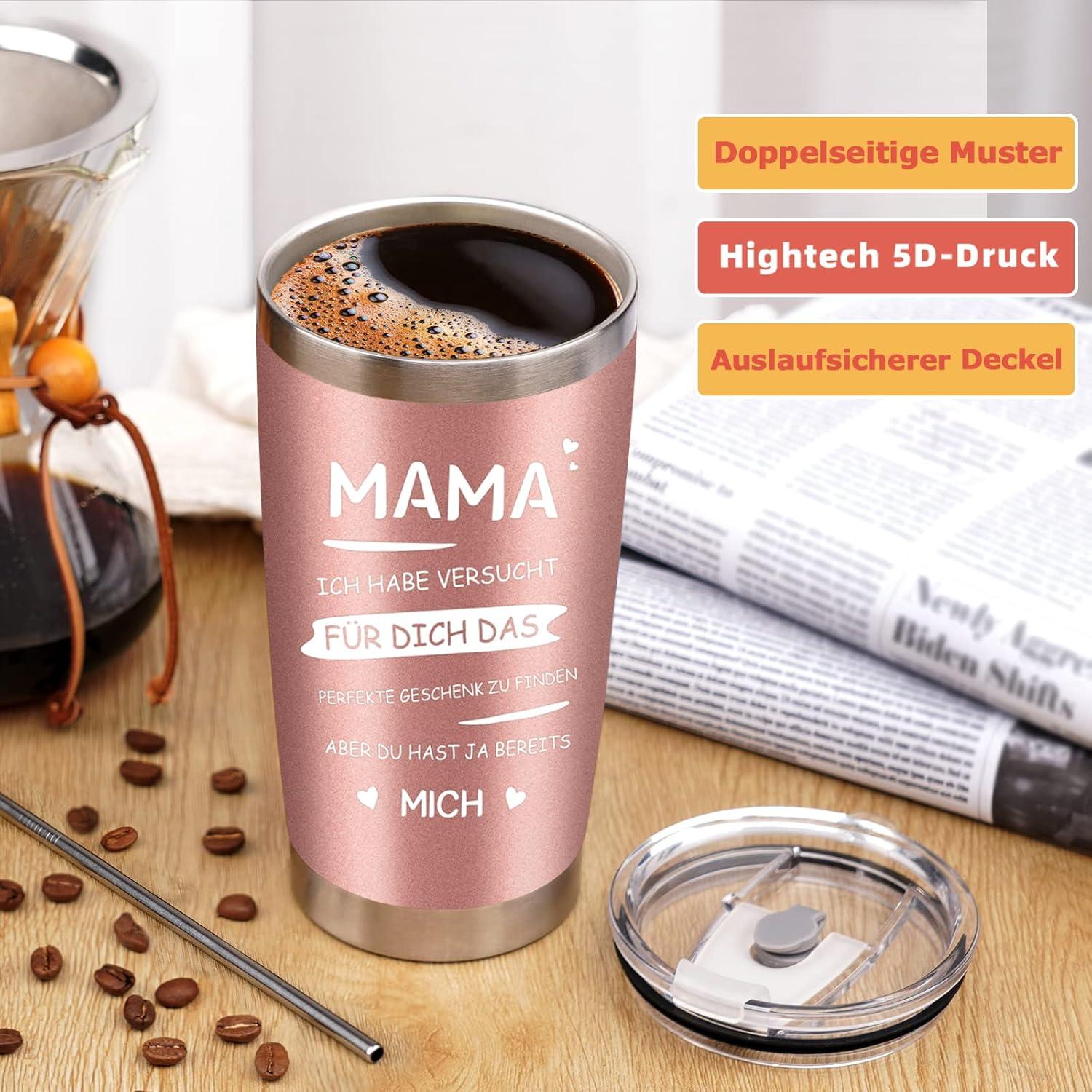 Thermobecher Edelstahl Mama Geschenk – Beste Mutter Tasse Kaffeebecher