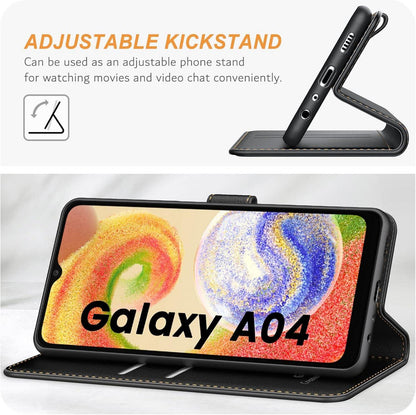 Samsung Galaxy A04 Handyhülle Schwarz Leder Klapphülle Wallet Case Magnet Standfunktion