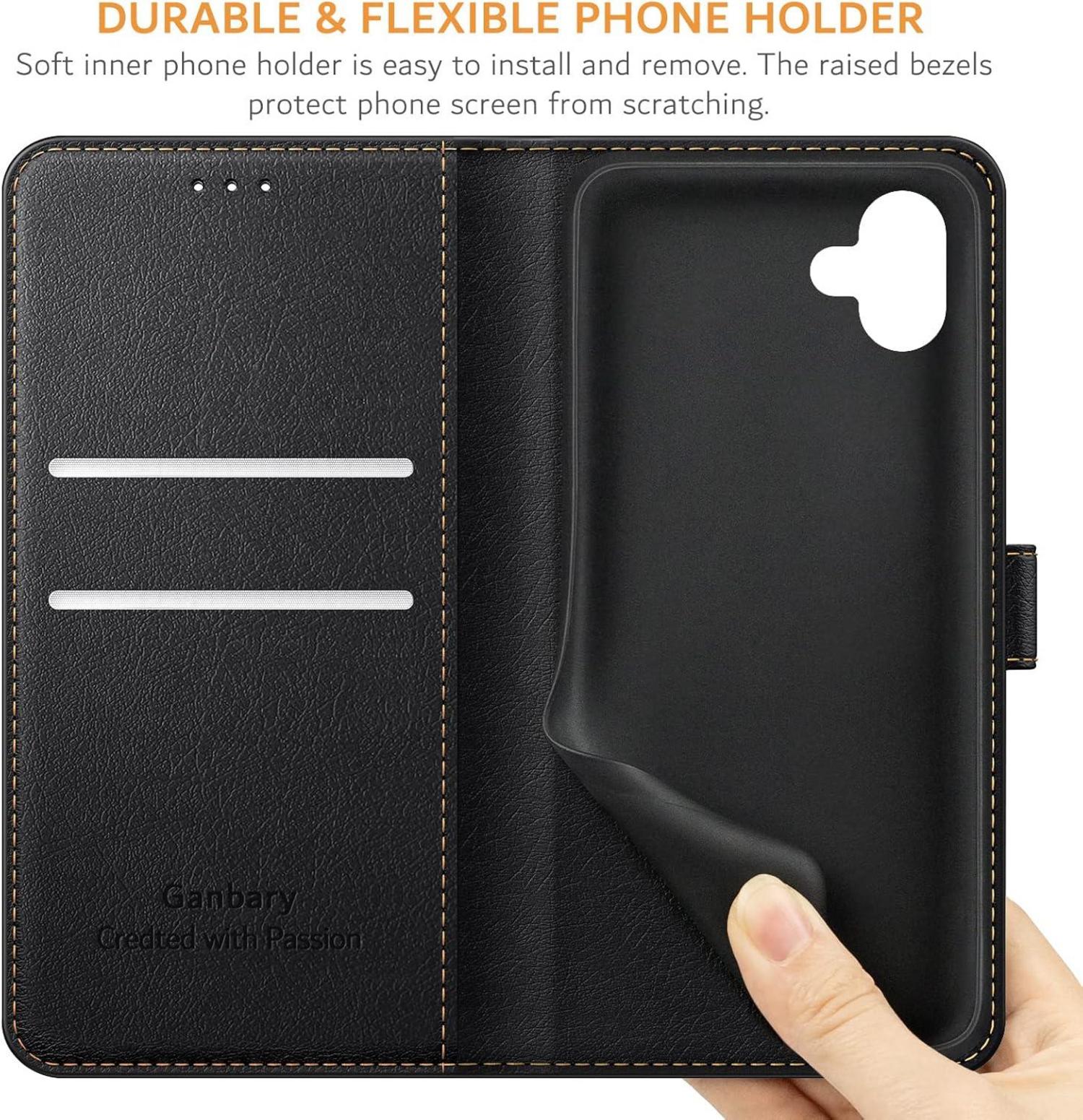 Handyhülle Samsung Galaxy A04 Leder Schwarz Standfunktion
