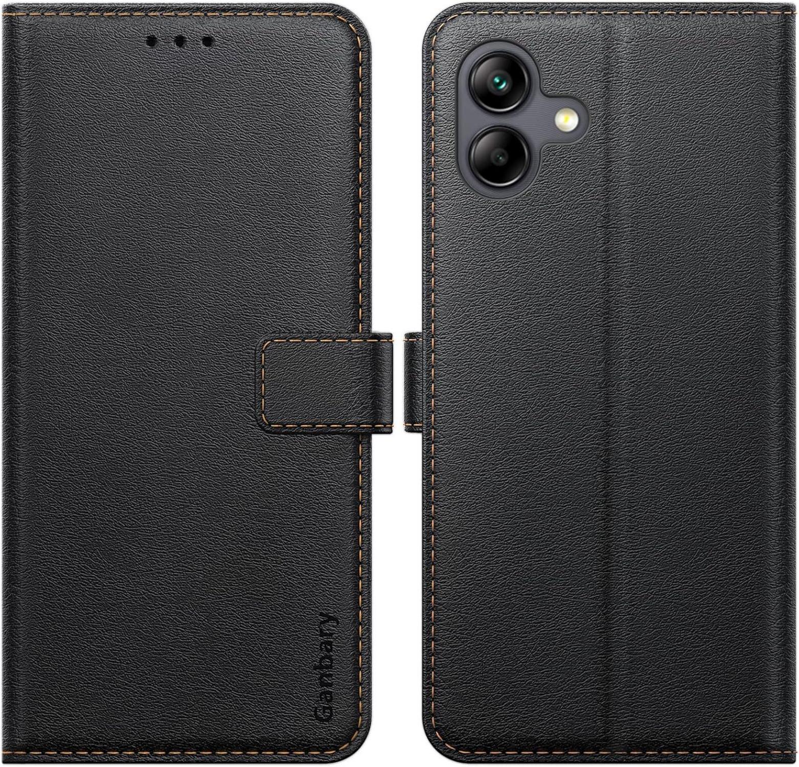 Samsung Galaxy A04 Handyhülle Schwarz Leder Klapphülle Wallet Case Magnet Standfunktion