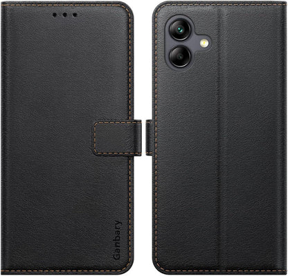 Samsung Galaxy A04 Handyhülle Schwarz Leder Klapphülle Wallet Case Magnet Standfunktion