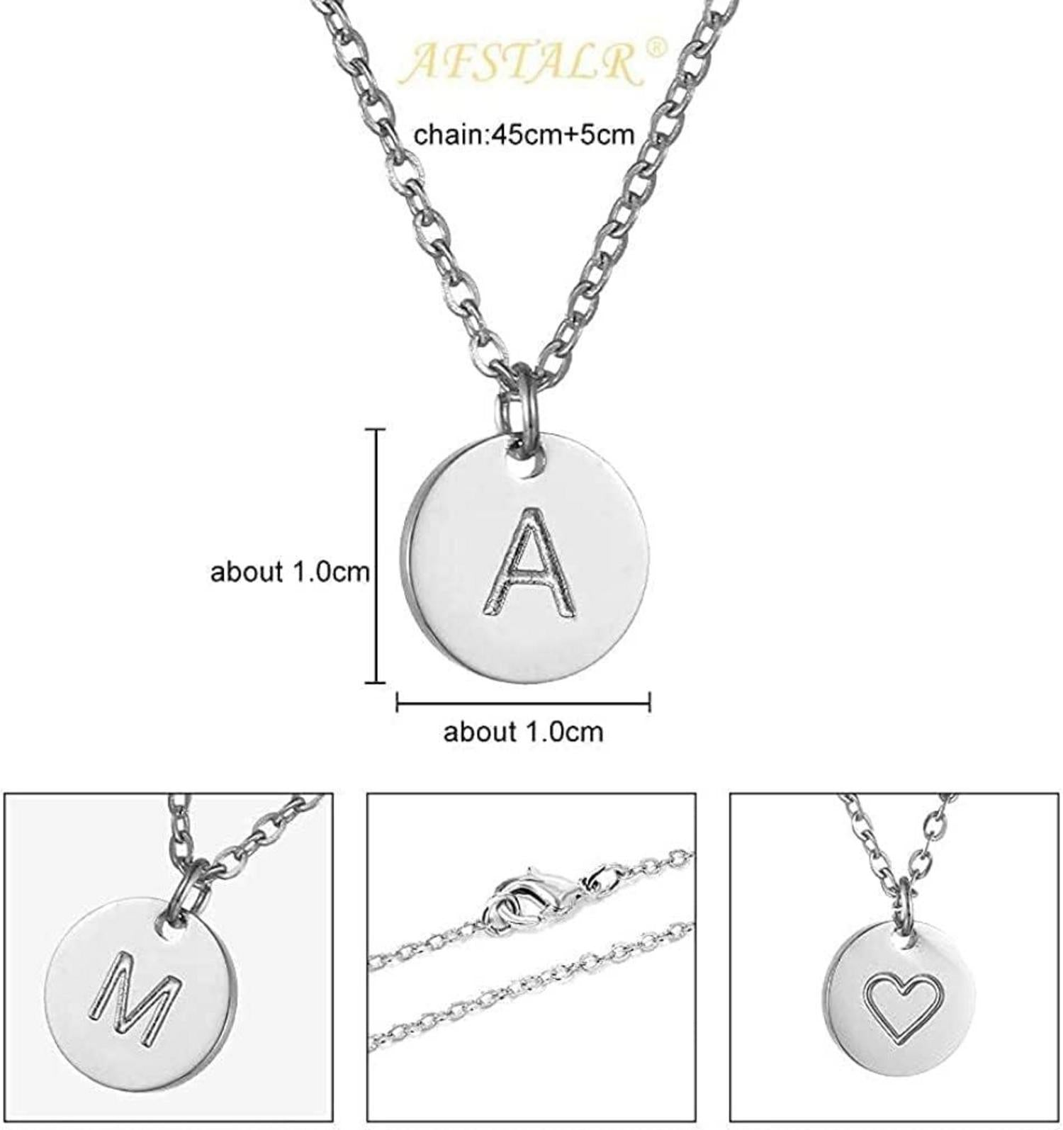 Damen Initialen Kette Buchstaben Anhänger Gold Silber Rosegold Herzen