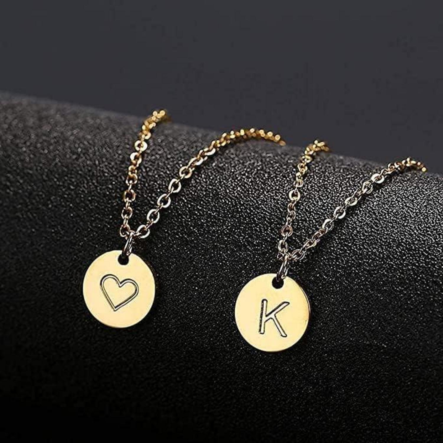 Damen Initialen Kette Buchstaben Anhänger Gold Rosegold Silber Herz
