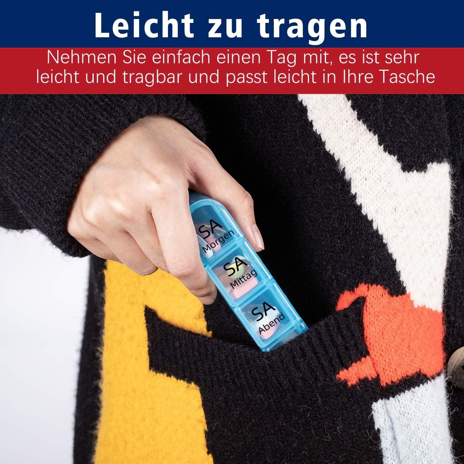 Tablettenbox 7 Tage Morgens Mittags Abends - Klein Pillendose Große Fächer