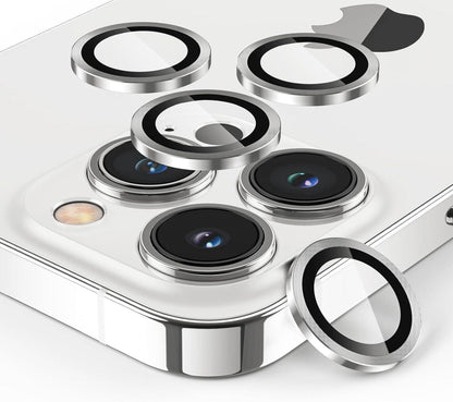 Kameraschutz iPhone 13 Pro Max 4er Set gehärtetes Glas Silber