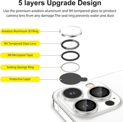 Kameraschutz iPhone 13 Pro Max 4er Set gehärtetes Glas Silber