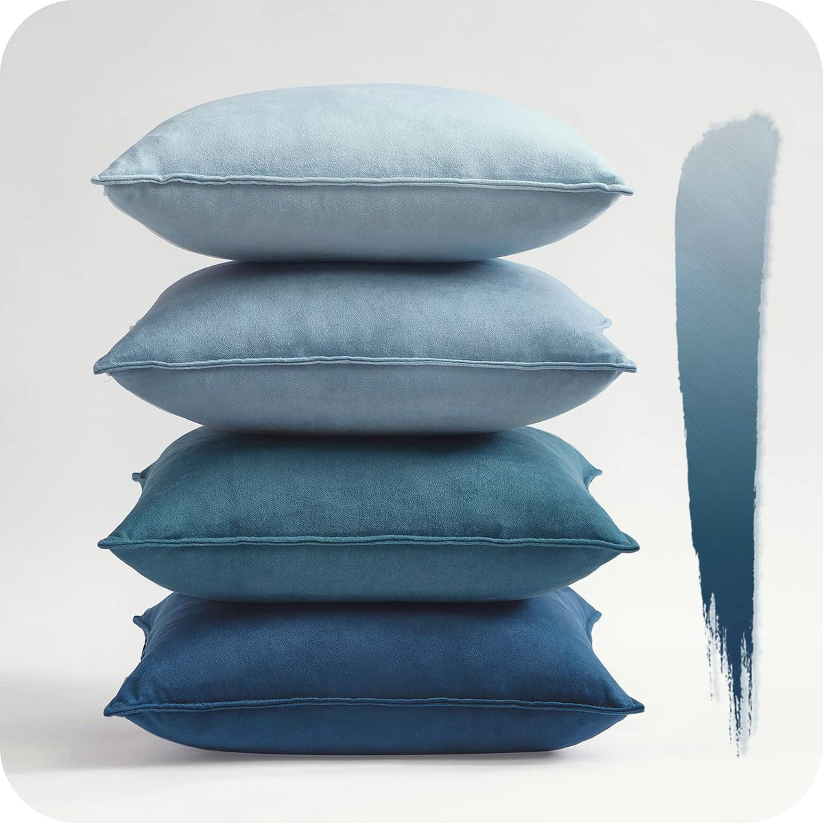 Samt Kissenbezüge 30x30 blau 4er Set Deko Zierkissen flauschig Sofa
