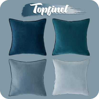4er Set Samt Kissenbezug 30x30cm Blau für Sofa und Kinderzimmer