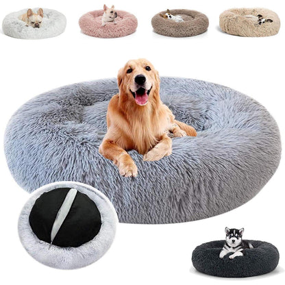 Rundes Hundebett Plüsch 3XL (100cm) Waschbar & Rutschfest