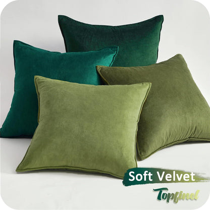 Topfinel Samt Kissenbezug 30x30 4er Set grün Farbverlauf Wohnzimmer Sofa Kinderzimmer