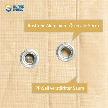 Abdeckplane Wasserdicht 4m x 8m Beige Schutzplane 160g/m² UV-stabilisiert Schimmelresistent