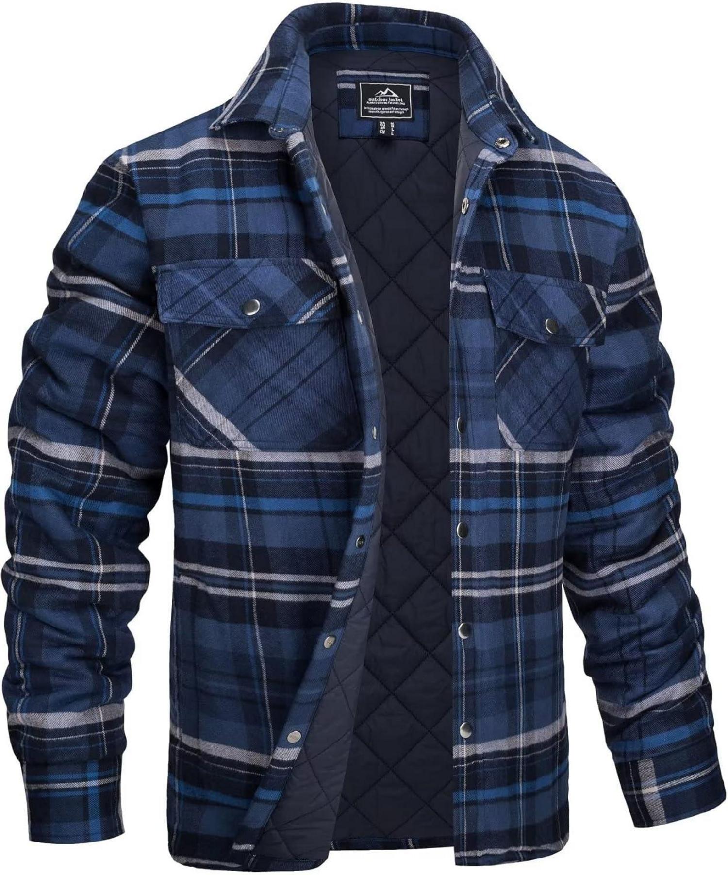 Karierte Herren Flanellhemdjacke Gefüttert Winter Karohemd Dicke