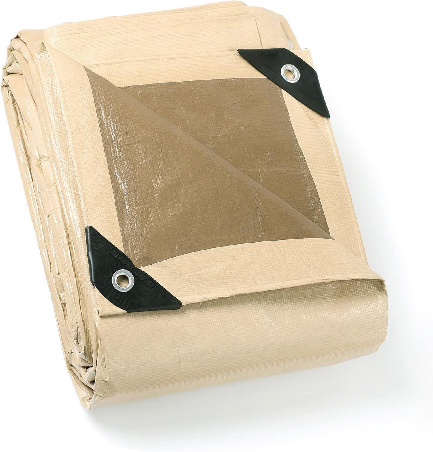 Abdeckplane Wasserdicht 5x5m Beige/Khaki 160g/m² GUARD SHIELD