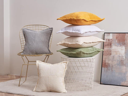 Kordsamt Kissenbezüge 40x40cm Creme 2er Set für Sofa Wohnzimmer