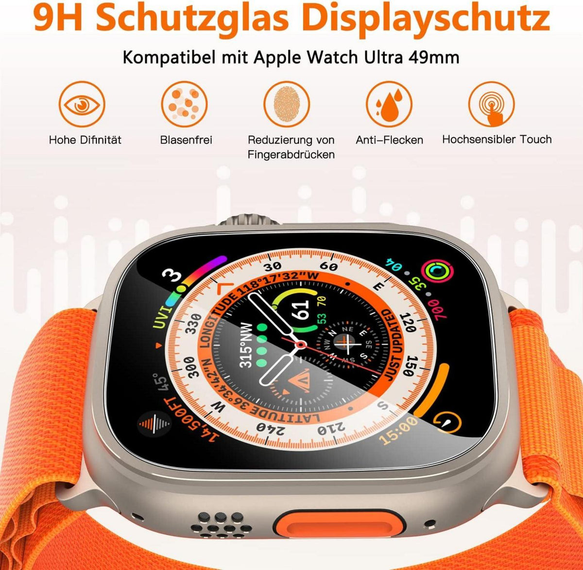 Apple Watch Ultra Schutzfolie 49mm 9H Panzerfolie - 4er Pack